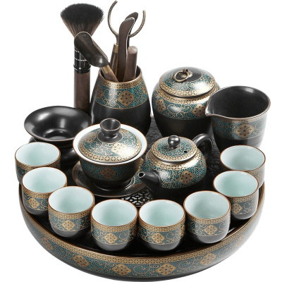 領藝 古韵功夫茶具套装日式家用小号石头储水茶托盘冲泡茶器中式茶壶
