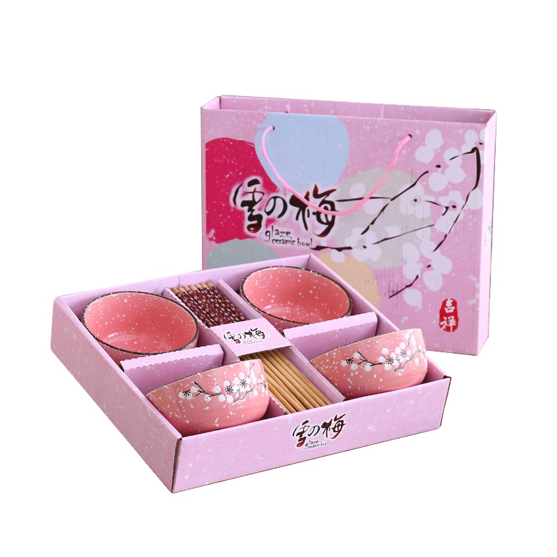 雪之梅碗筷套装 XTL296 (四碗四筷)餐具套装 (套)