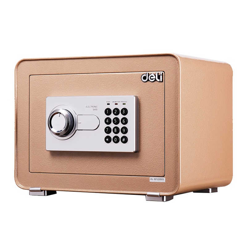 得力deli4082保险箱正品25cm密码保管箱家用小型防盗箱电子密码保险柜办公用品入墙式家用小型迷你保管箱