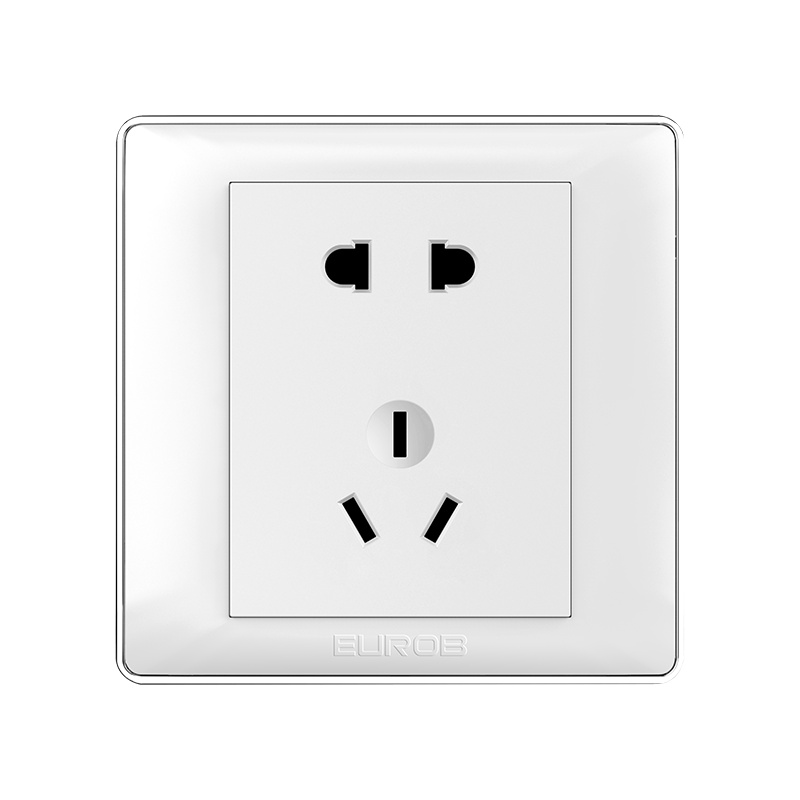欧奔(EUROB)开关插座86型雅白色墙壁电源调光速一开多控16a空调插座面板