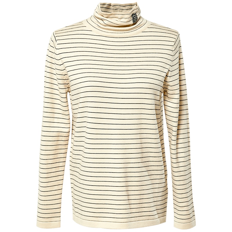 欧昵雪秋冬季高领长袖条纹打底针织衫女套头修身显瘦毛衣