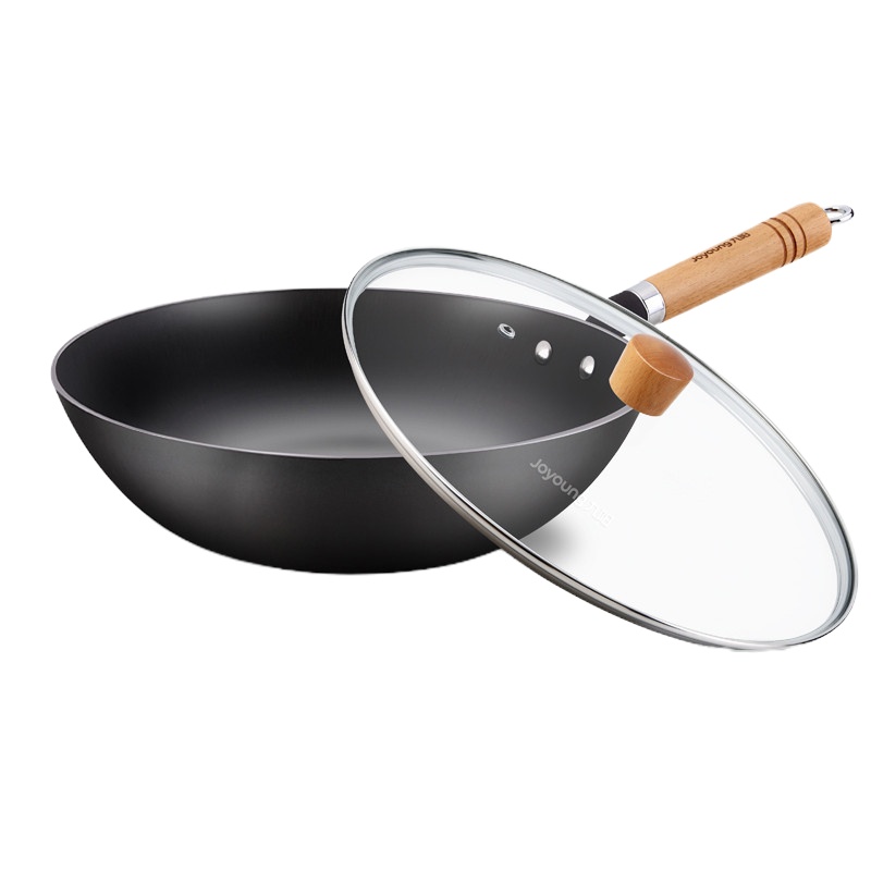 [主推]Joyoung/九阳铸铁炒锅CZB3025家用电磁炉燃气无涂层铁锅不粘锅具