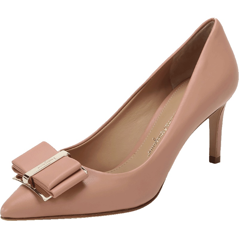 Salvatore Ferragamo 菲拉格慕 女士羊皮双蝴蝶结高跟鞋 0705769
