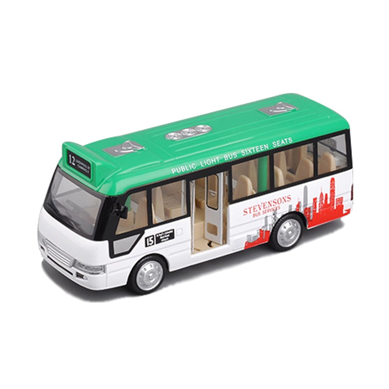 彩珀大众巴士 校车声光回力合金汽车模型玩具车男孩礼物 颜色随机