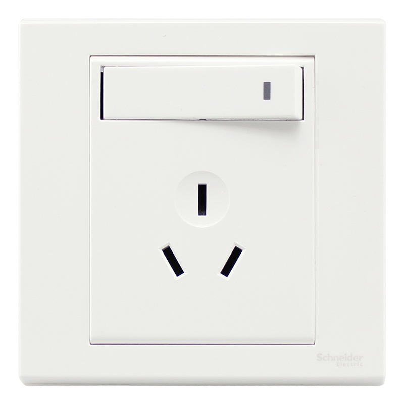 施耐德电气（Schneider Electric）带开关一开三孔 空调墙壁电源插座面板 16A 如意 白色