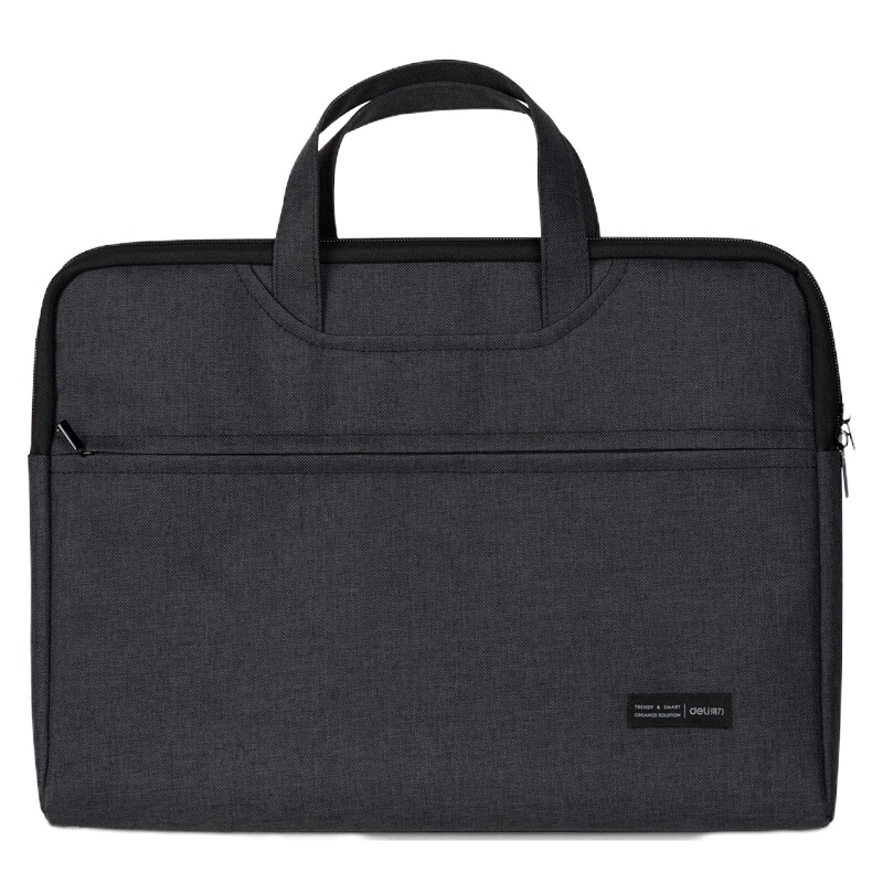 得力(deli)加厚立体办公手提会议包事务包 WSRY 商务拉链袋电脑公文包 黑色5590JM