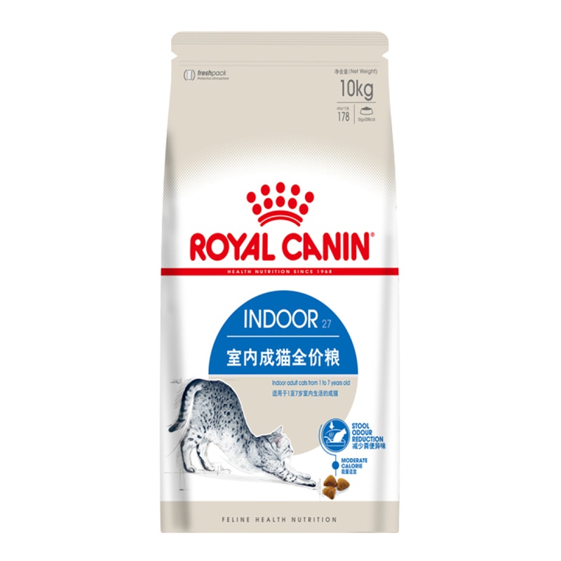 皇家猫粮室内成猫粮Indoor27-12月龄以上10kg猫干粮猫主粮宠物主粮