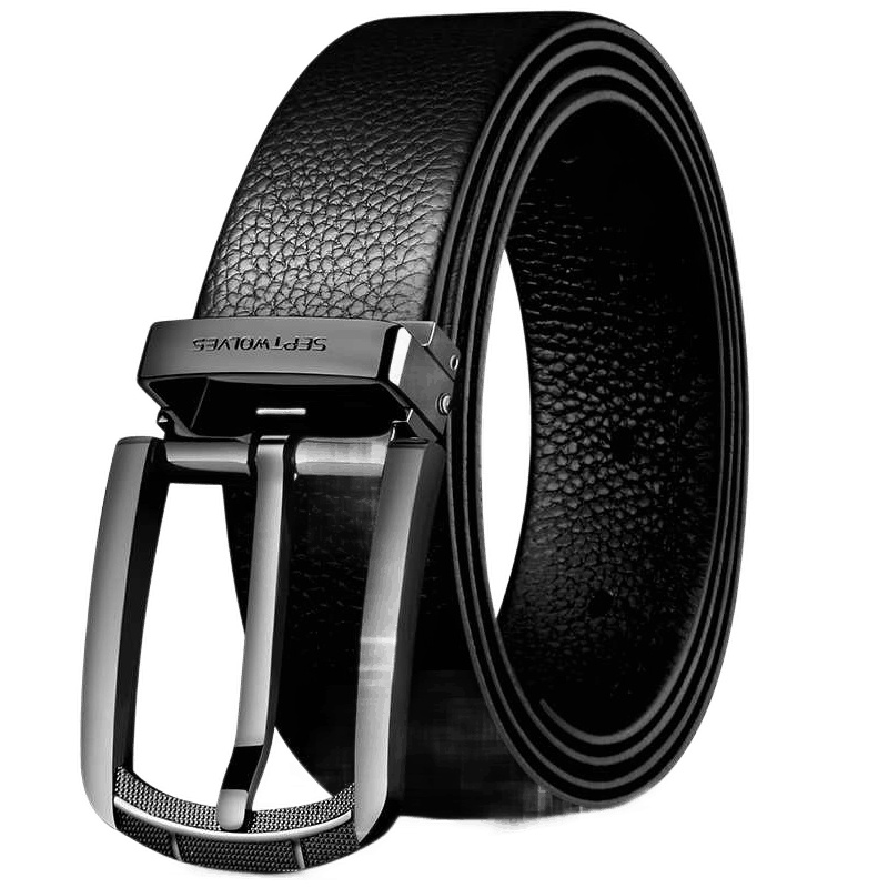 七匹狼男士皮带 商务休闲头层牛皮针扣裤腰带男中大学生牛仔裤皮带