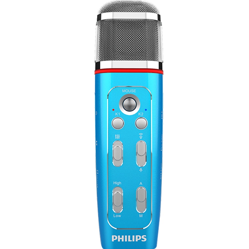 飞利浦(Philips)VTR5160多功能麦克风全民k歌唱吧喊麦声卡语音转文本录音 蓝色