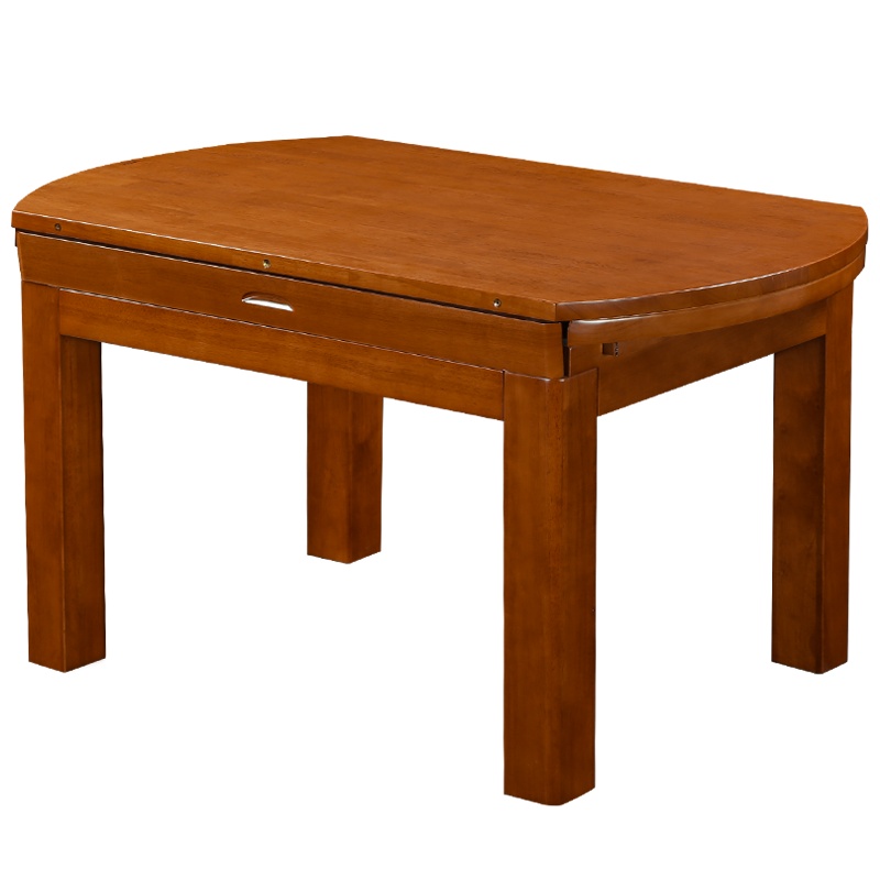 HiBoss实木餐桌伸缩 圆桌折叠长方形多功能简约现代4人6人饭桌