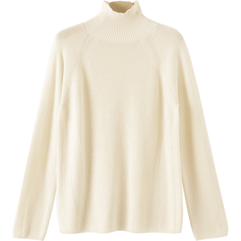 晚白2020冬季新品简约纯色高领长袖休闲宽松打底衫毛衣针织衫女