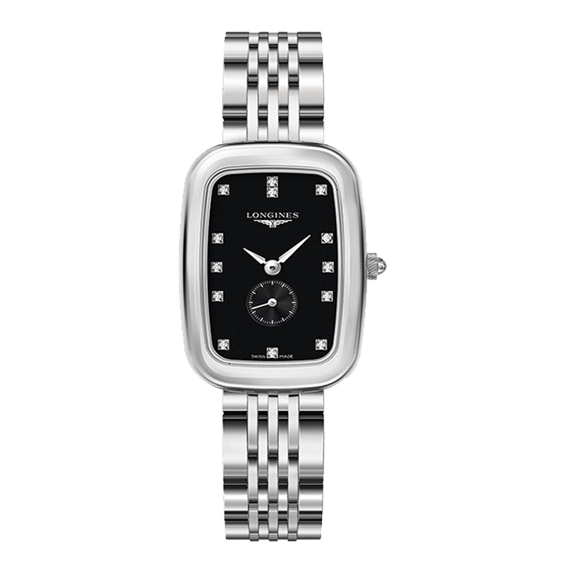 【预售款】浪琴(LONGINES)瑞士手表 石英表男L6.143.4.57.6 黑盘钢带男士腕表