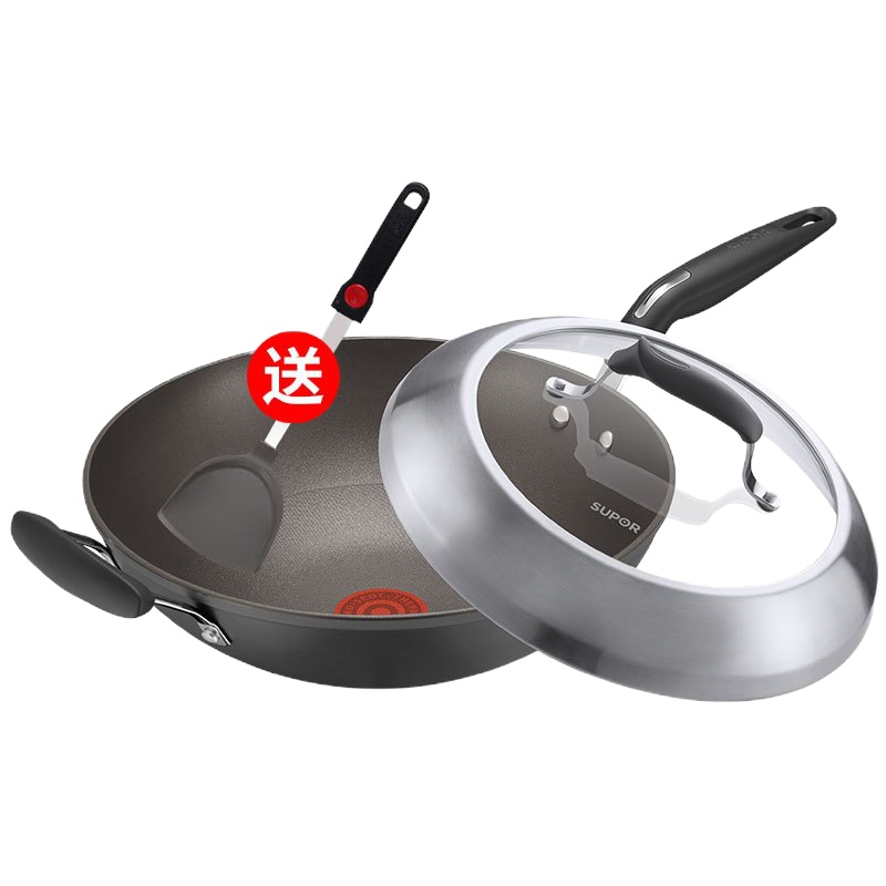 苏泊尔火红点钛金刚无油烟炒锅钢玻盖PC32HA3    整件2个 尽量整件提货