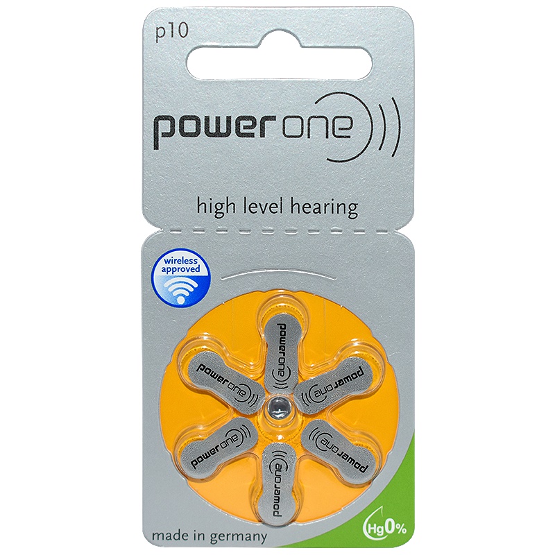 奥迪康(OTICON)德国原装power one助听器电池锌空气P10号无汞PR70电池1板6粒