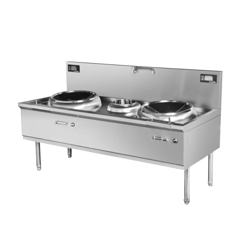 乐创(lecon)商用电磁炉电磁灶电炒炉大锅灶饭堂食堂灶台电炉灶学校酒店工地厨房设备双头单尾小炒灶(380v,15kw)