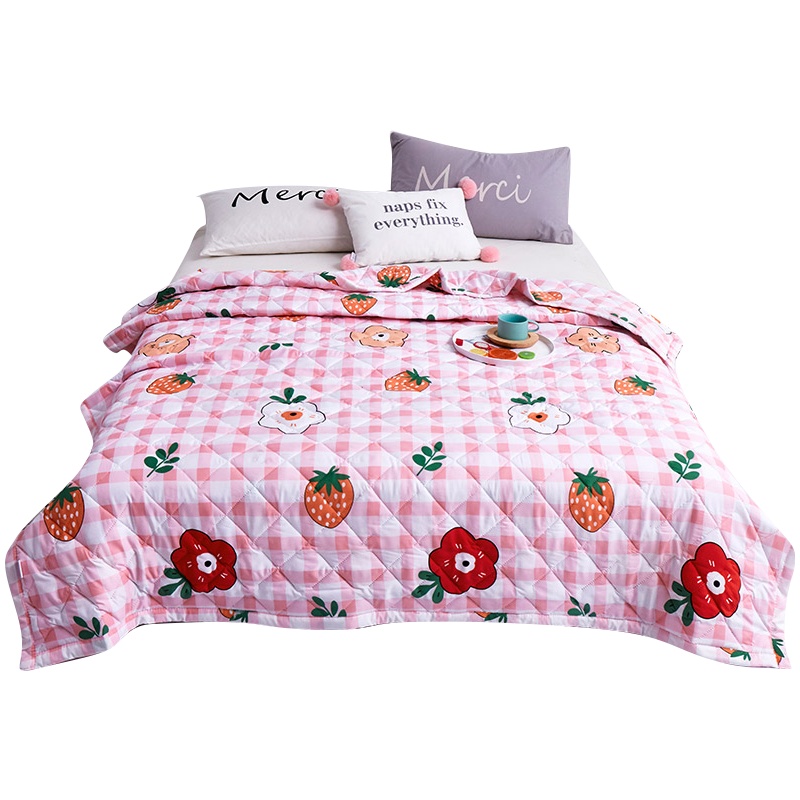 泰念(Tai nian) 芦荟棉印花夏被空调被夏凉被芦荟棉花边夏被夏季1.5m/1.8床学生单双人夏季被子/被芯