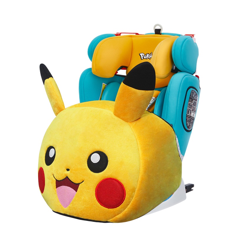 儿童汽车安全座椅精灵宝可梦-皮卡丘座椅Isofix接口0-12岁婴儿可躺汽车用