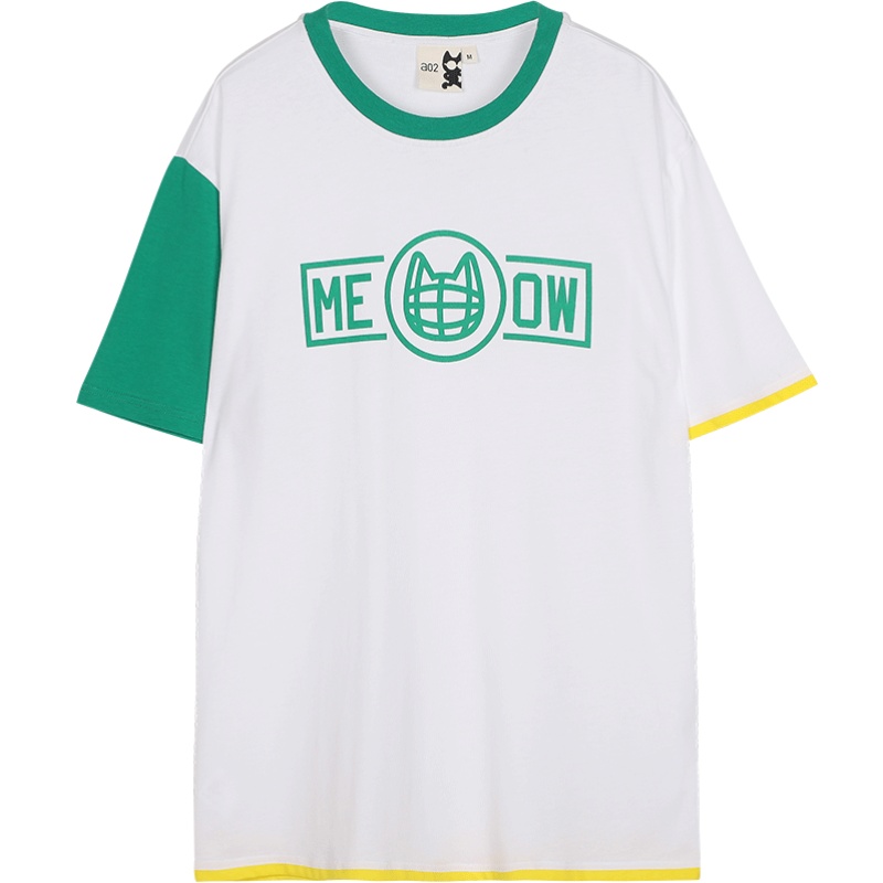 a02新款2020时尚撞色字母印花宽松圆领短袖T恤女DVV2C0021KT