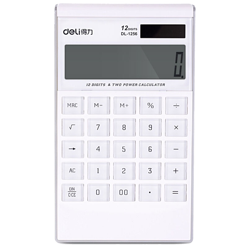 得力(deli)1256桌面型计算器 办公计算机 12位数大型计算器 双电源计算器 财务计算器 办公用品