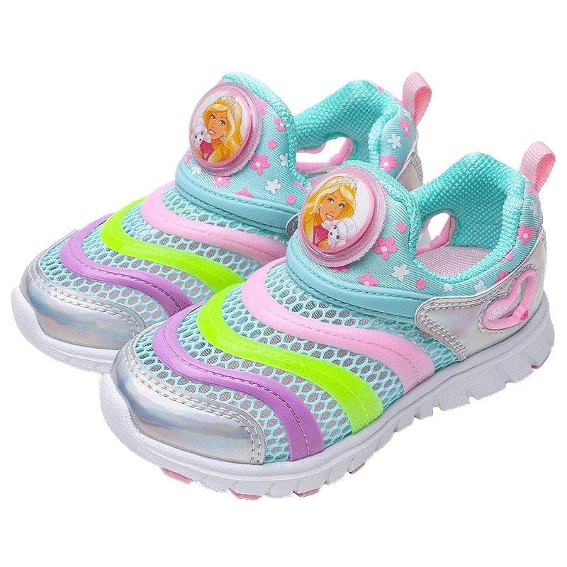 芭比女童运动鞋夏单网透气公主休闲鞋