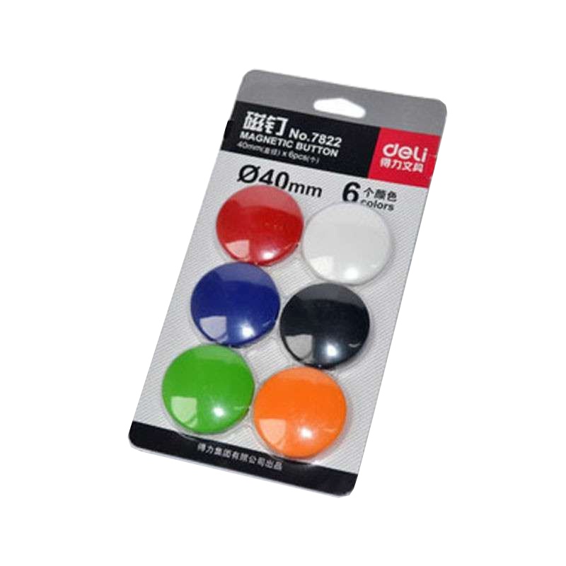 [精选]得力(deli) 彩色白板磁钉/磁珠/吸铁石 办公用品 7822 40mm 6只/卡