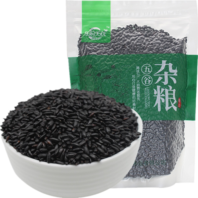 乐购无忧东北黑米杂粮500g新米农家自产黑大米无染色黑米粥