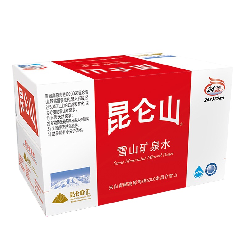 昆仑山 天然雪山矿泉水 高端矿泉水 350ml*24瓶