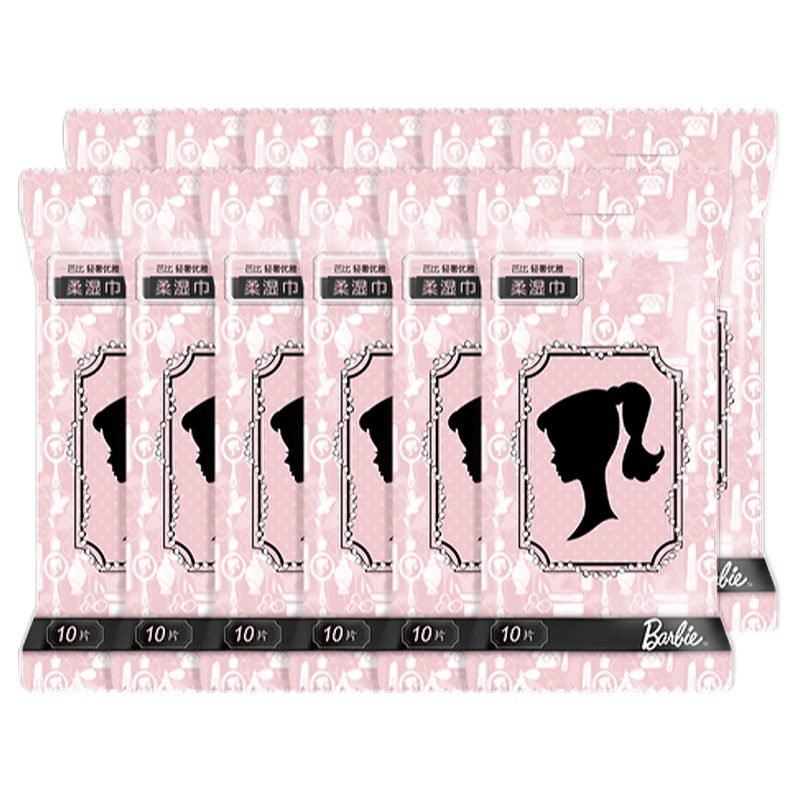芭比 湿巾纸 轻奢优雅系列 10片12包 RO纯水 单片装 小包随身装 柔湿纸巾