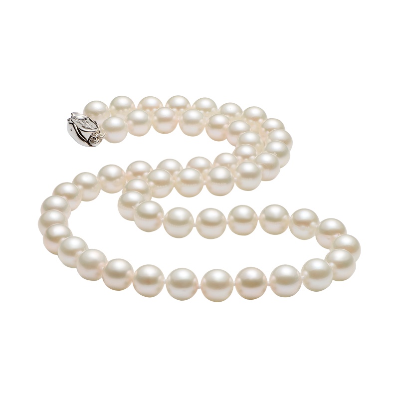 京润珍珠 聚 致悦 淡水珍珠项链 正圆/强光 9-10mm 43cm