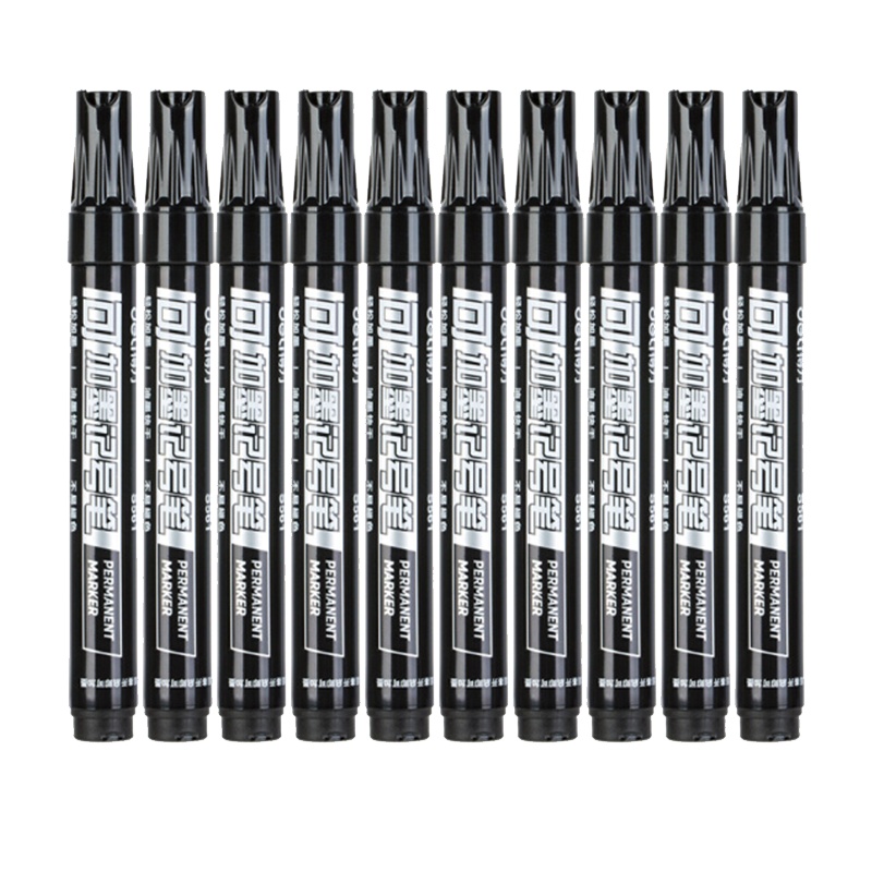 得力（deli） S561 可加墨物流记号笔 油性大头笔 墨水黑色记号笔 10支盒 3盒装