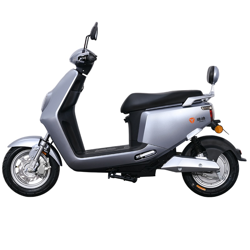 雅迪石墨烯电动车新款E1时尚方正款成人代步车双人男女电动摩托车 金属钛灰