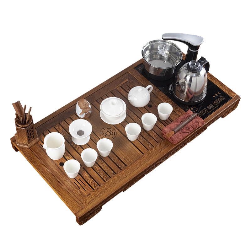 唐宏坊 鸡翅木实木茶具套装全自动一体茶盘套装 办公室茶具家用简约茶台茶海 功夫茶具套装 自动上水壶 款式三