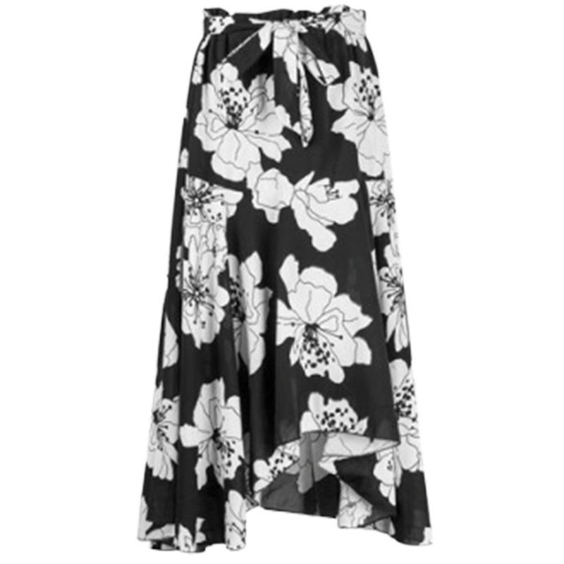 拉夏贝尔半身裙夏季女装新款韩版高腰显瘦印花不规则雪纺裙女Puella 2T000558