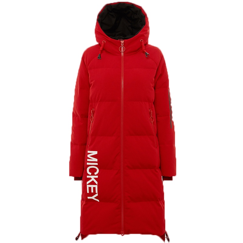 波司登羽绒服女中长款修身加厚迪士尼冬2019新款白色潮