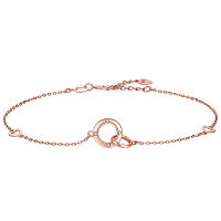 佰色传情18K金彩金手链女双环玫瑰金手环官方正品手饰送女友送闺蜜生日情人节礼物