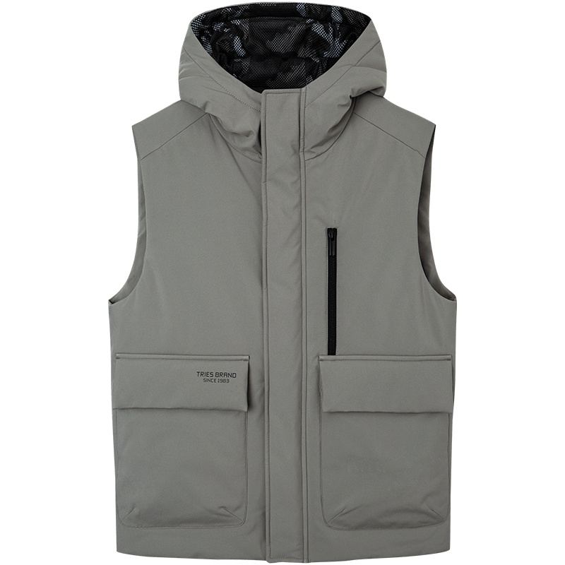 才子男装连帽马甲男2020秋冬季新款修身保暖休闲迷彩无袖棉服外套_1