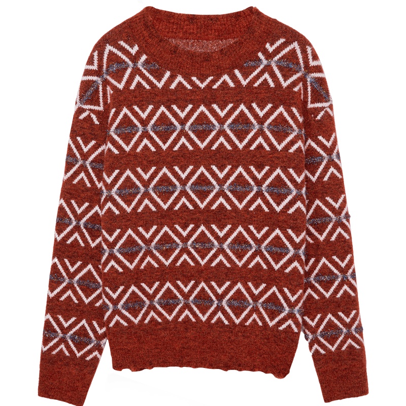 2019爱居兔秋季女装撞色针织拼接设计长袖针织衫