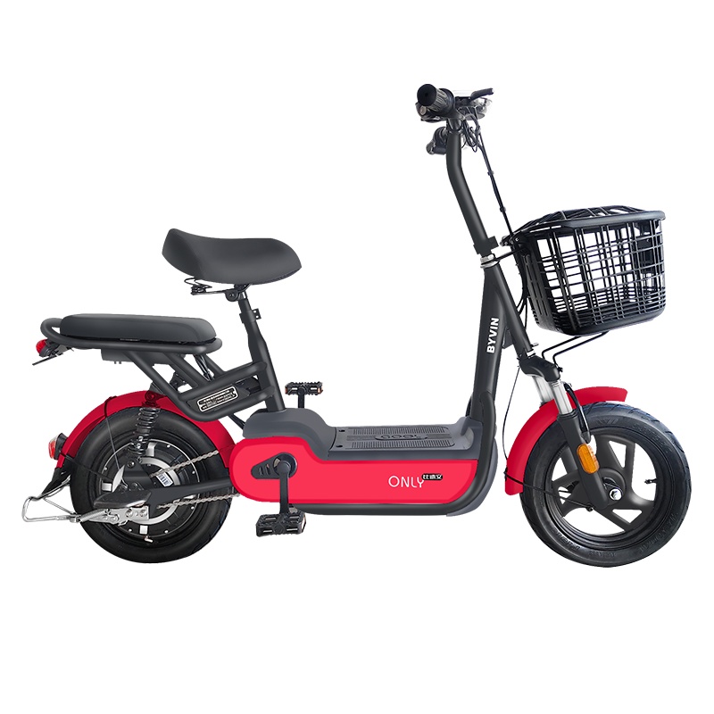 比德文新国标电动自行车48v12ah电瓶车时尚成人代步车 乐麦TDT1719Z 透明红