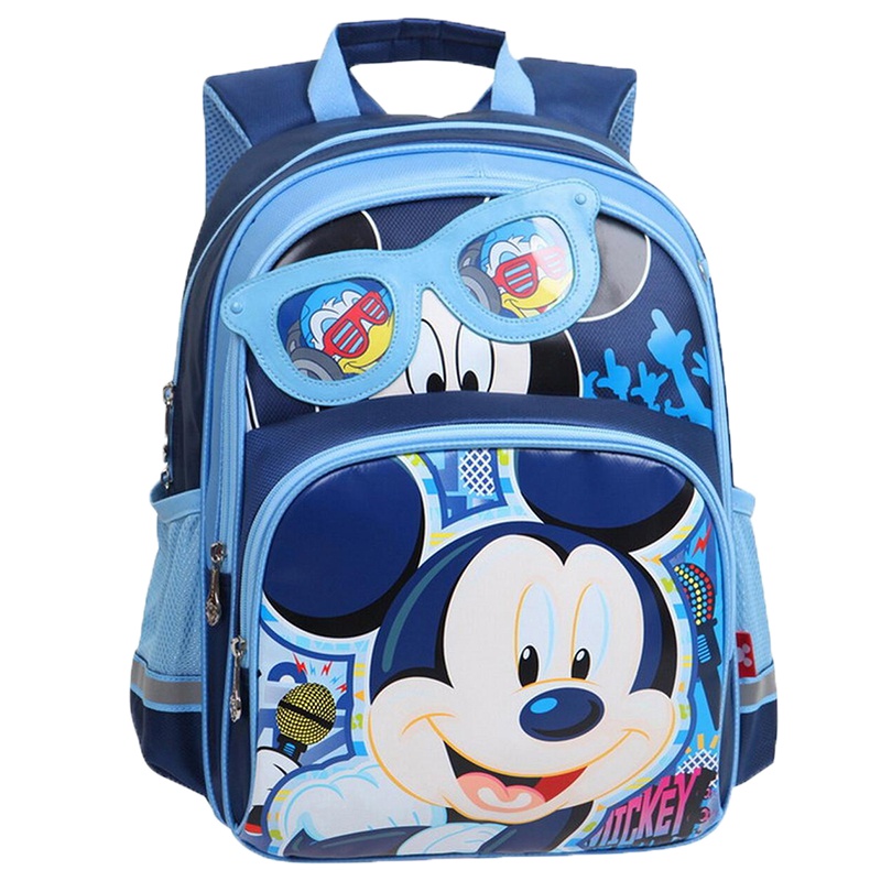 迪士尼 儿童书包1~3年级安全反光双肩包米奇米妮卡通男女减负护脊背包 BM0336