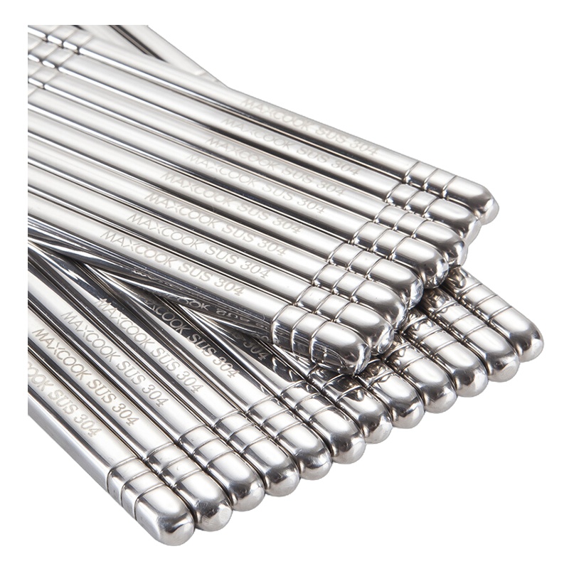 美厨(maxcook)304不锈钢筷子 圆形加厚防烫防滑耐摔10双盒装 实惠套装 MCPJ-GK10A