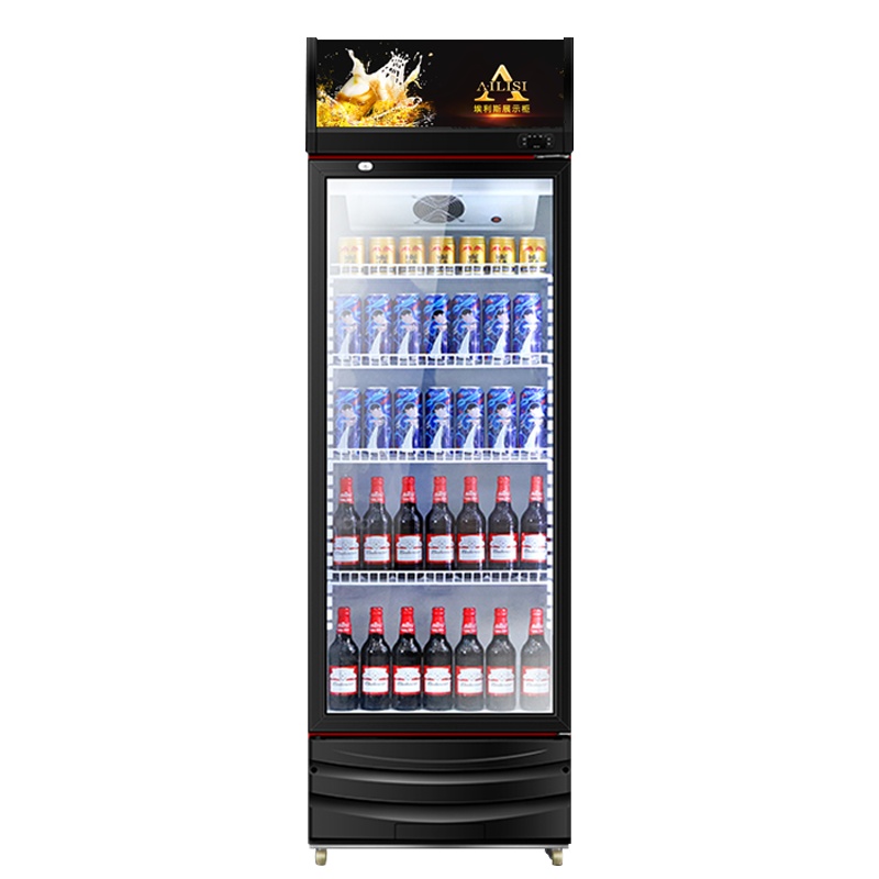 埃利斯(AILISI)330L商用展示柜 大容积立式陈列柜冷柜 保鲜柜玻璃门冰箱超市便利店饮料柜 单门冷藏柜直冷冰柜
