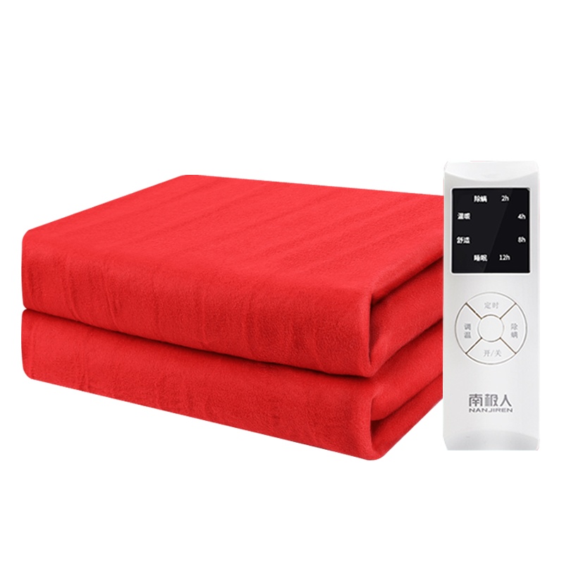 南极人(Nanjiren)电热毯(1.8*0.8米)薄绒中国红智能控温自动断电除螨电热垫 学生宿舍家用安全防水