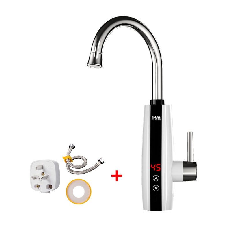 奥克斯AUX即热式电热水龙头厨房小厨宝电热水器下进水款数码温显变频调温 ST2X3雪地白