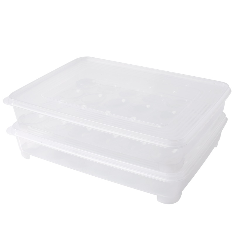 美丽雅 鸡蛋盒24格x2套装 2层2盖冰箱保鲜盒鸡蛋收纳盒