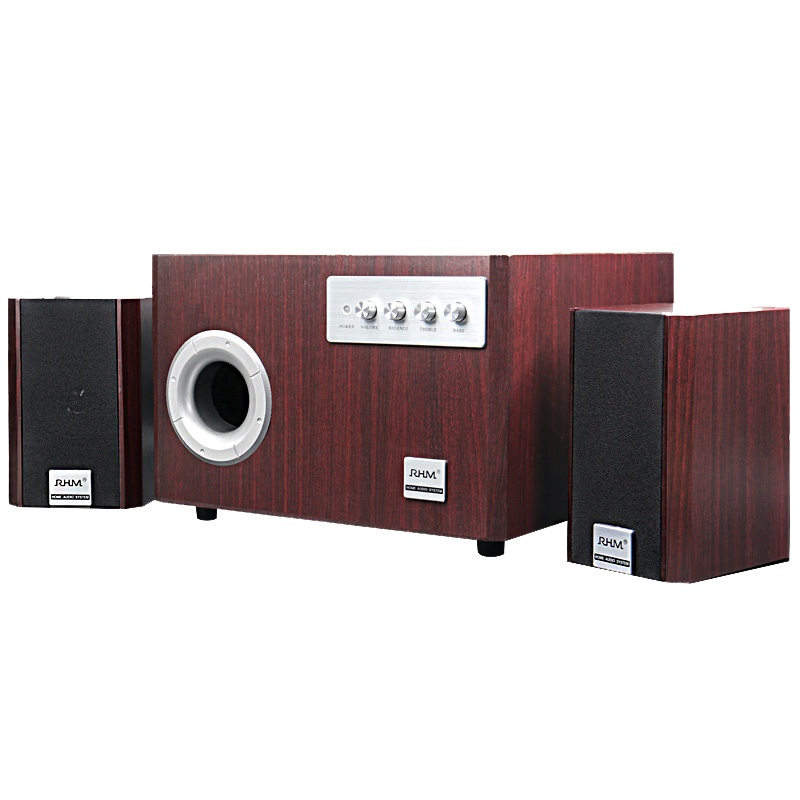 RHM皇马复古2.1音箱家用多媒体笔记本台式电脑音响2.1有源音箱手机低音炮 木纹色