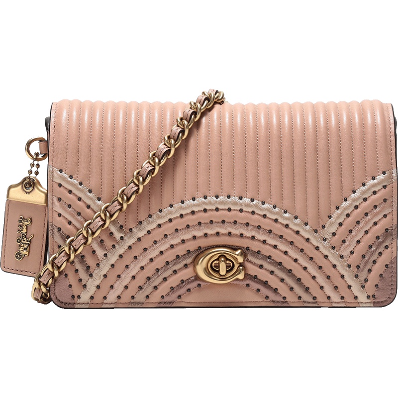 COACH 蔻驰 女士DINKY系列皮革铆钉装饰单肩斜挎包 68813
