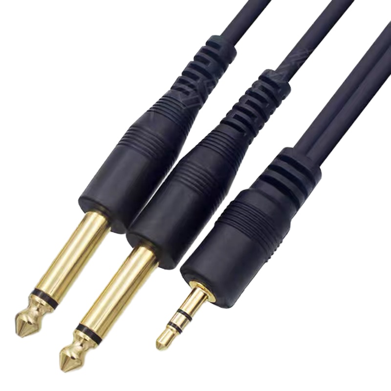 3.5MM转双6.5音频线一分二3.5转6.5双头转接插头 10米音频线