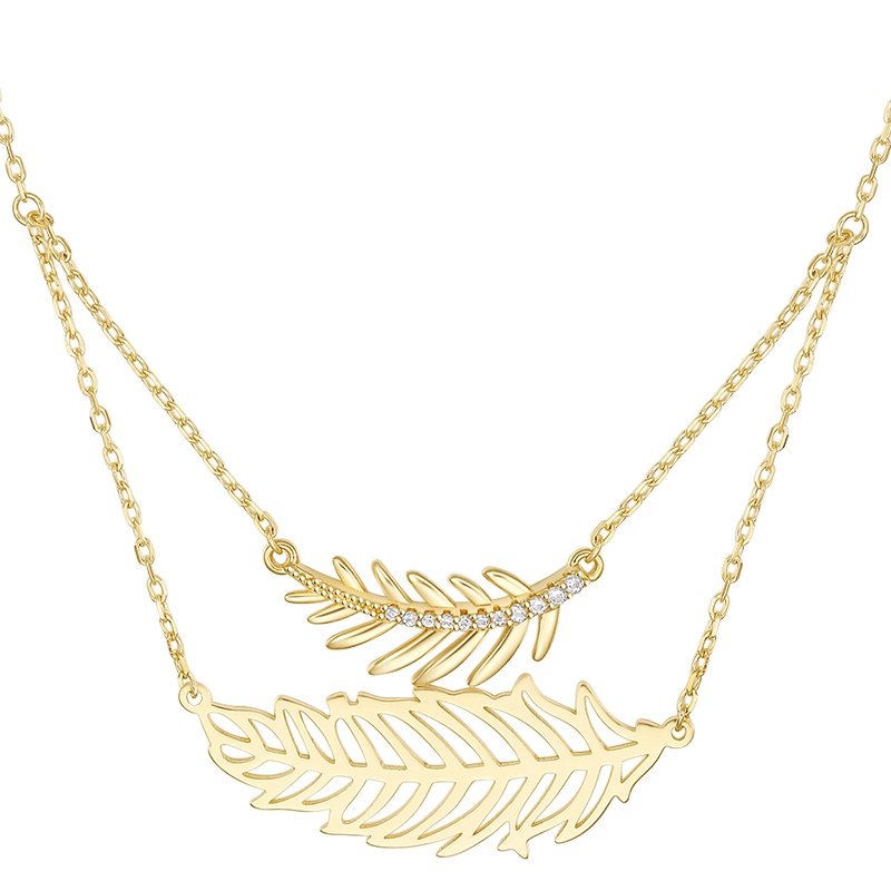 周大生S925银叶子叠带项链