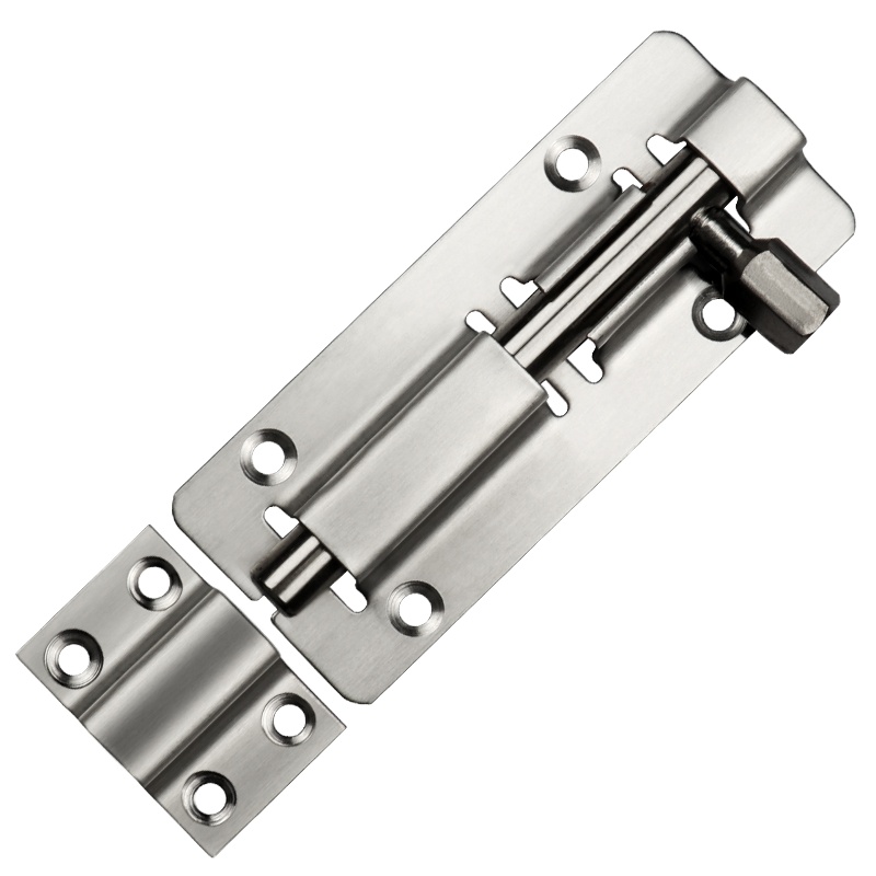 固特明插销不锈钢门栓门扣防盗门插销锁扣加厚卫生间木门闩门插门销(4寸6寸8寸10寸) 钢色:4寸=10cm