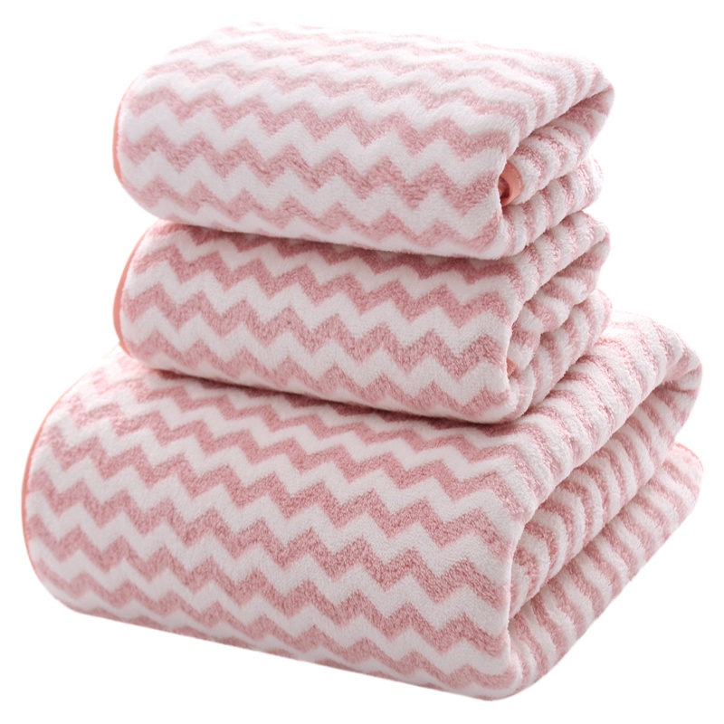 斜月三星 菠萝格毛巾浴巾三件套 2条毛巾+1条浴巾套装 强力吸水